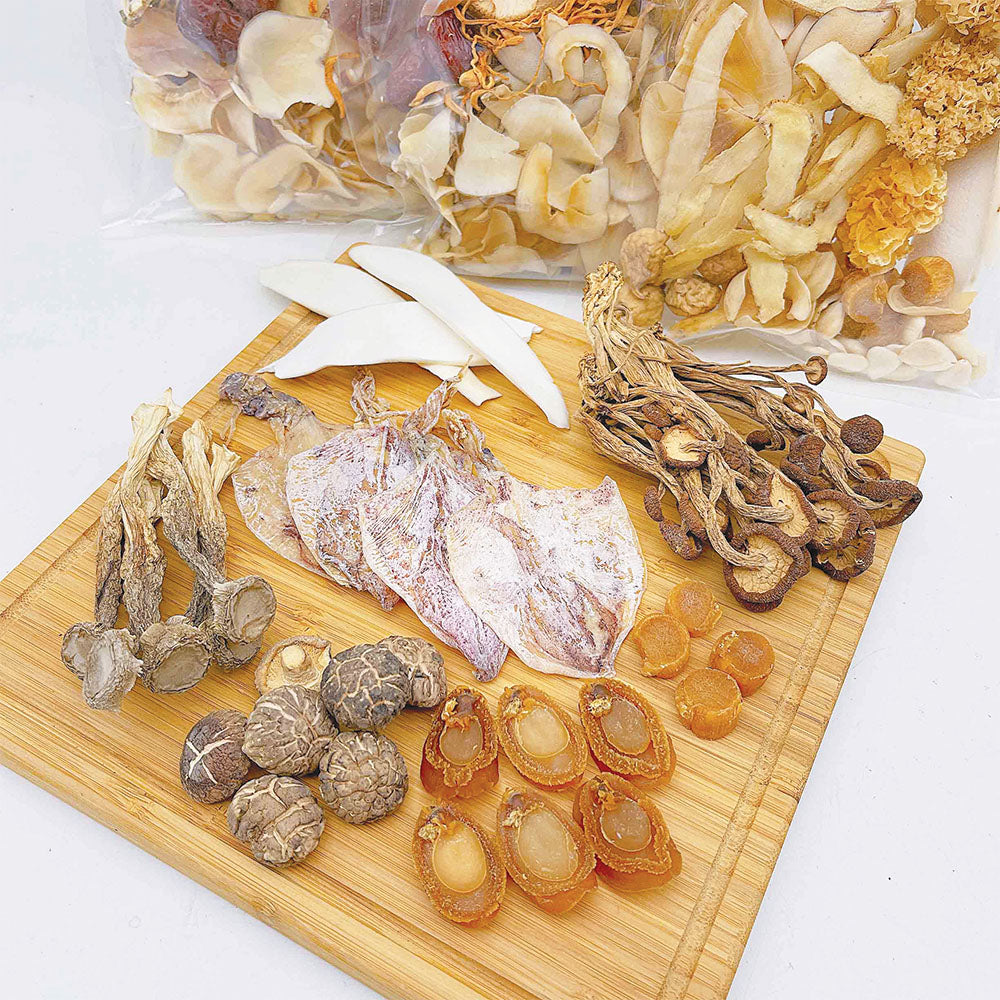 【人氣推薦❗買5包平均$55/包】魷魚鮑魚元貝菌菇湯 - 尚禮參茸海味乾貨
