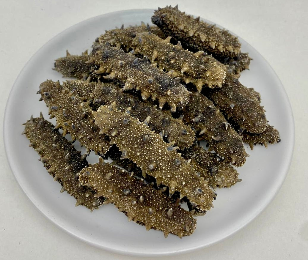 精選遼參 100克 約10-20條 泡發13倍 御品匯優質海參
Premium Liaoning Sea Cucumber 100g 10-20 pieces rehydrates 13x | Royal Collective